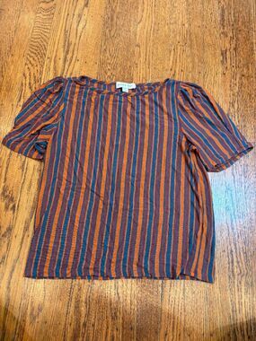 Amour Vert Puffed Sleeve Tee | Striped Modal | Medium